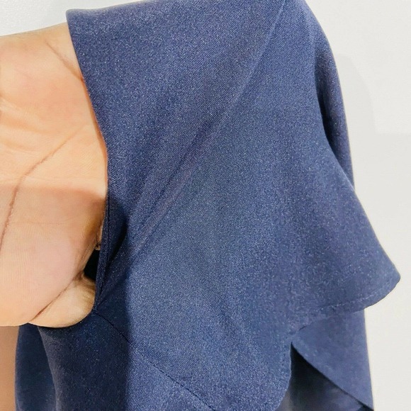 Sibel Saral Round Neck Pocket Front Blouse sz M Navy Blue Long Sleeve Solid - Picture 6 of 6